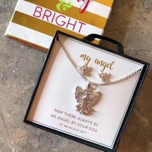 18” sterling silver angel necklace and earring set